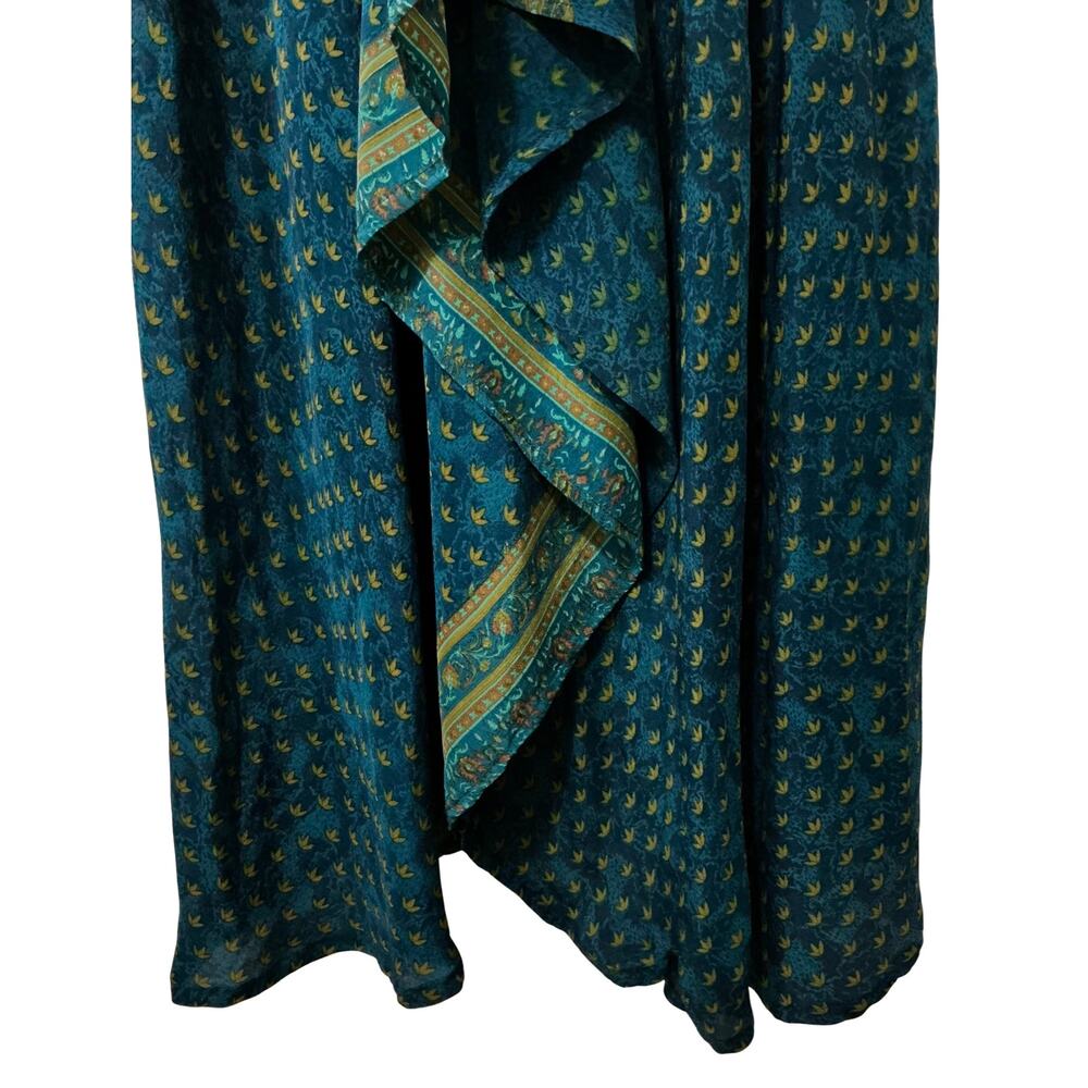 Sun Child Classic Signature Halter Asymmetric Floral Silk Maxi Dress Size M - Picture 10 of 12